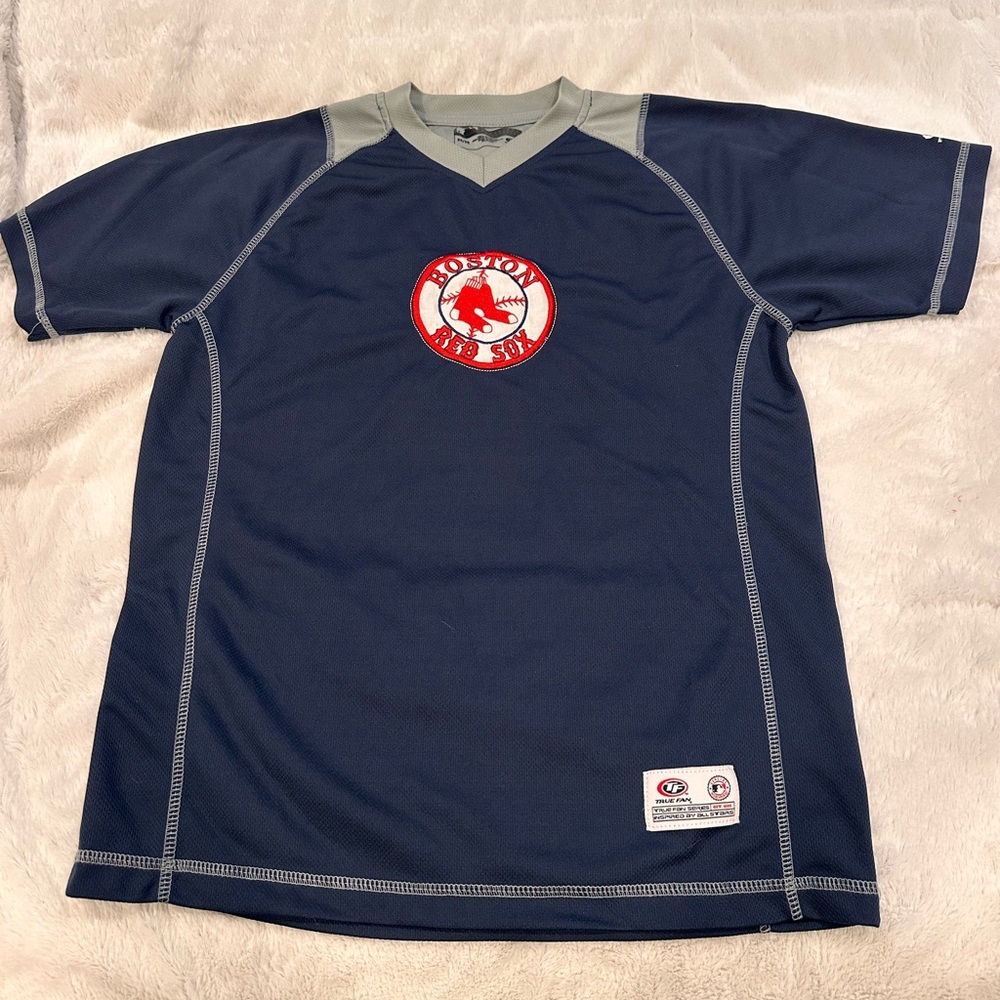 True Fan Boston Red Sox Navy Blue T-Shirt Youth Medium